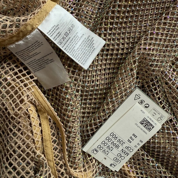 H&m - Sparkling Mesh Dress in Gold and Beige - XXL - NEW! - Picture 3 of 12